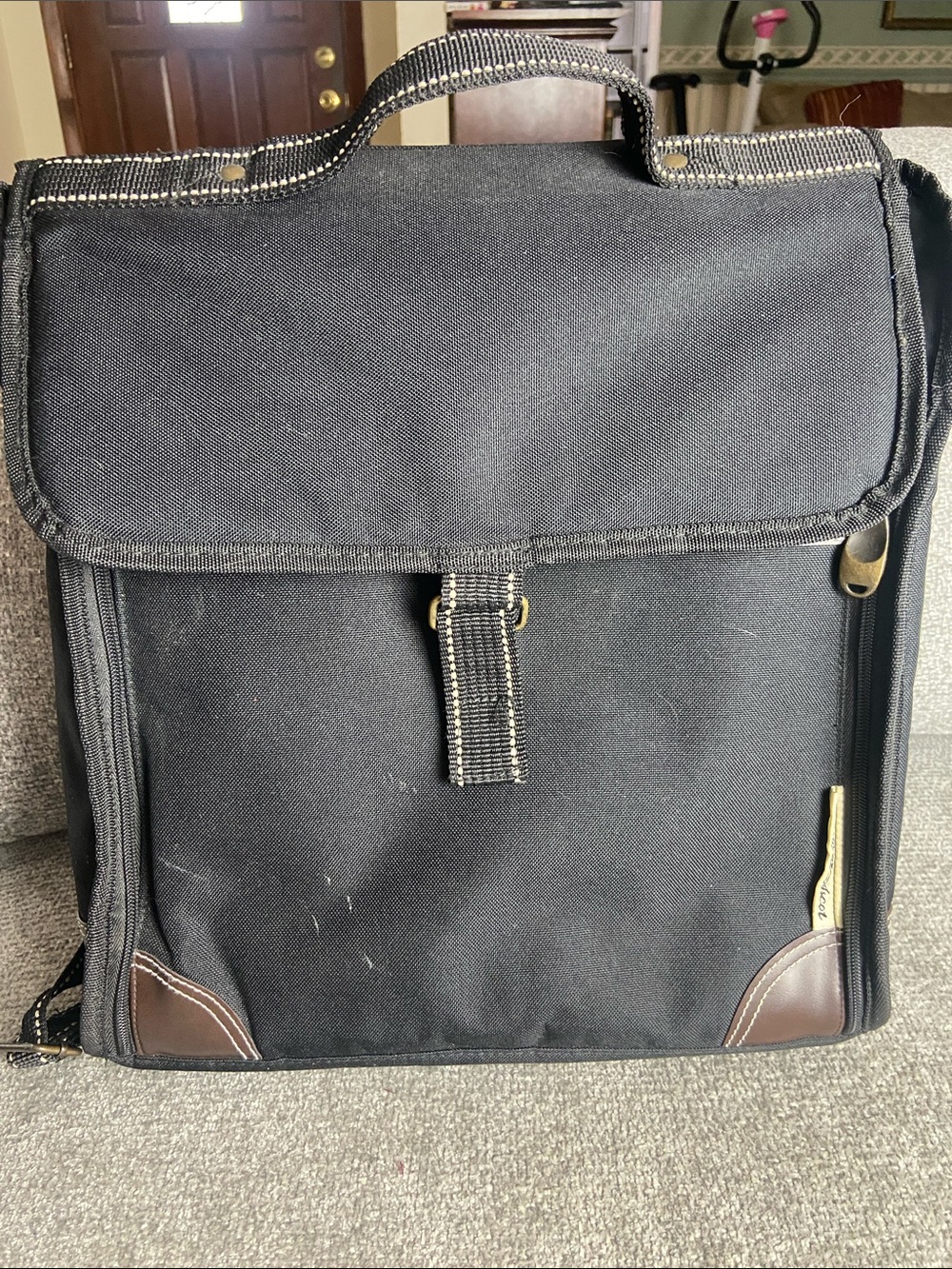 Picnic at Ascot Black Insulated Backpack for Picnic with Brown Accents